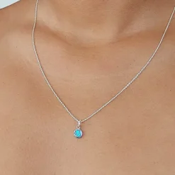 Studio Jewellery Necklaces-Abalone Shell Disc Charm Silver Pendant Necklace