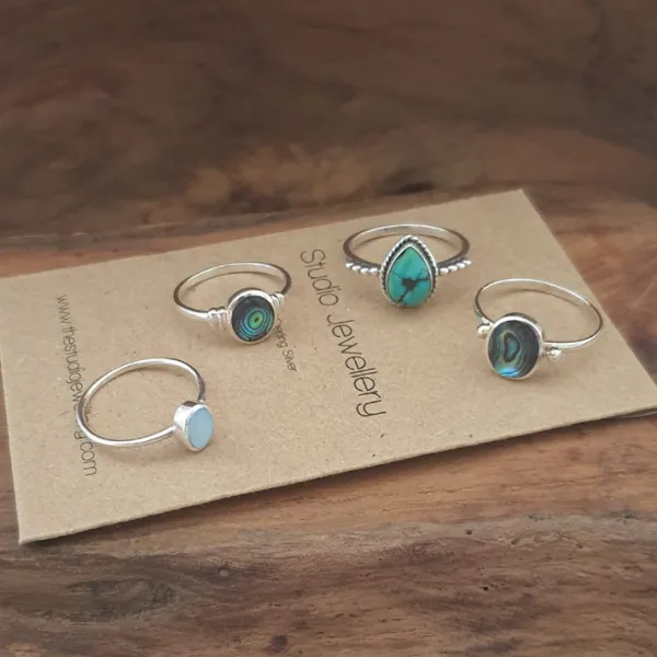 Studio Jewellery Gem Stone Rings | Rings-Abalone Shell Silver Ring
