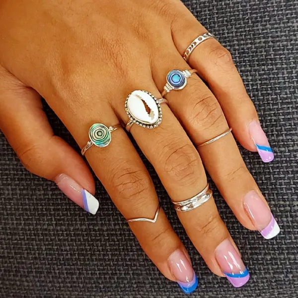 Studio Jewellery Gem Stone Rings | Rings-Abalone Shell Silver Ring