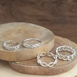 Studio Jewellery Midi And Knuckle Rings | Rings-Adjustable Chain Mid Finger Silver Ring