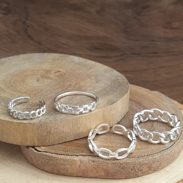 Studio Jewellery Midi And Knuckle Rings | Rings-Adjustable Chain Mid Finger Silver Ring