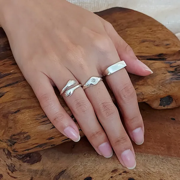 Studio Jewellery Feature & Stacker Rings | Rings-Adjustable Hug Silver Ring