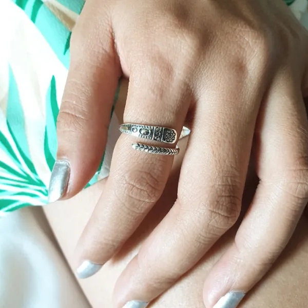 Studio Jewellery Feature & Stacker Rings | Rings-Aztec Adjustable Silver Ring