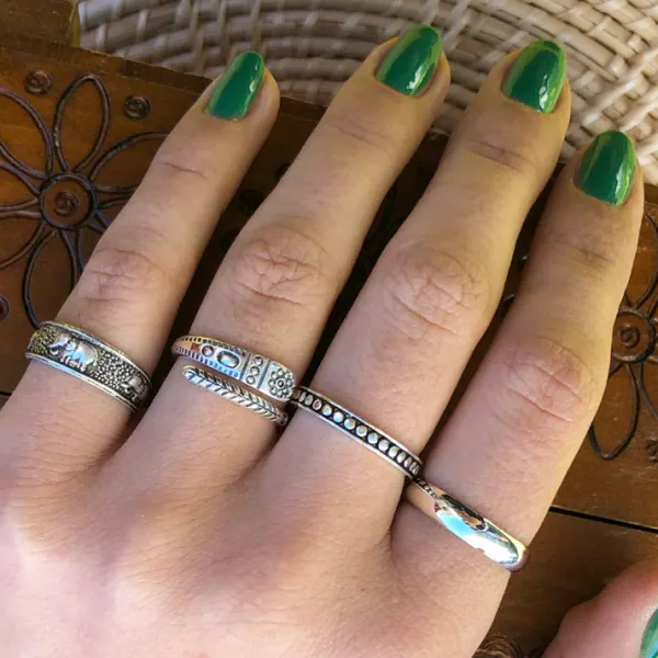 Studio Jewellery Feature & Stacker Rings | Rings-Aztec Adjustable Silver Ring