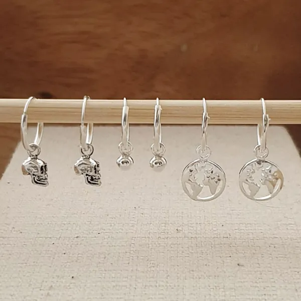 Studio Jewellery Hoop Earrings | Earrings-Ball Charm Hoop Earrings