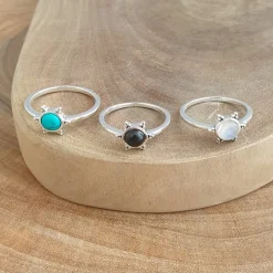 Studio Jewellery Gem Stone Rings | Rings-3 Bead Turquoise Silver Ring