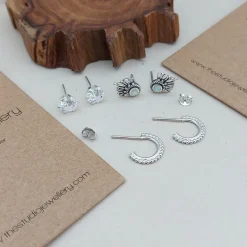 Studio Jewellery Stud Earrings | Earrings-Beaded and Ball Silver Earring Studs