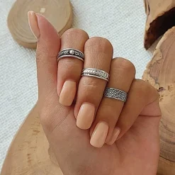 Studio Jewellery Midi And Knuckle Rings | Rings-Beaded Bali MIDI Silver Knuckle Ring