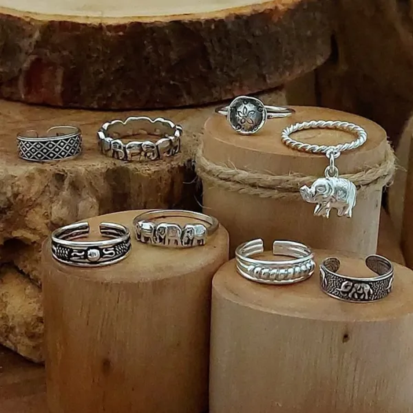 Studio Jewellery Midi And Knuckle Rings | Rings-Beaded Bali MIDI Silver Knuckle Ring