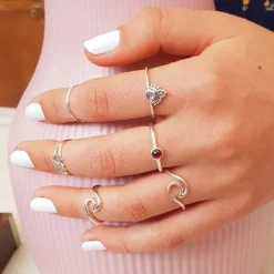 Studio Jewellery Gem Stone Rings | Rings-Beaded Boho Moonstone Silver Ring