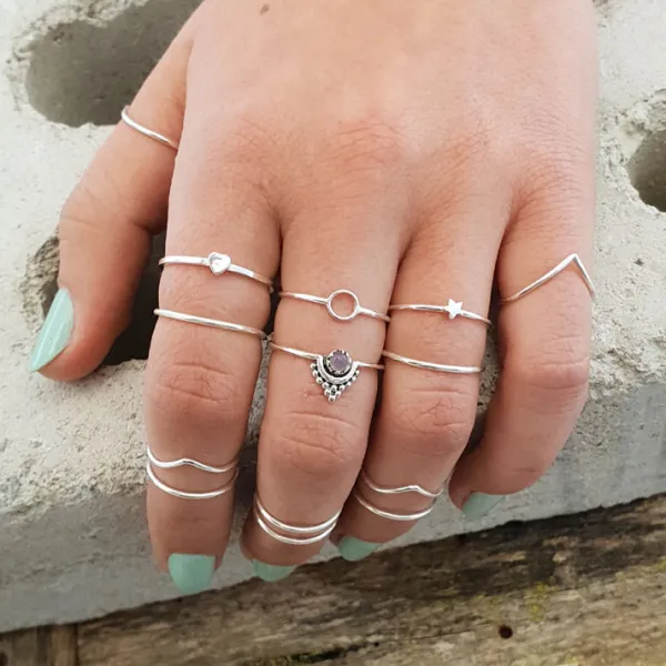 Studio Jewellery Gem Stone Rings | Rings-Beaded Boho Moonstone Silver Ring