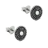 Studio Jewellery Stud Earrings | Earrings-Beaded Disc Silver Studs