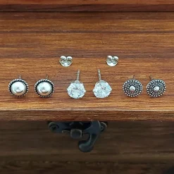 Studio Jewellery Stud Earrings | Earrings-Beaded Disc Silver Studs