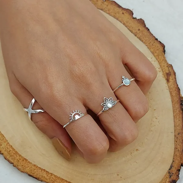 Studio Jewellery Feature & Stacker Rings | Rings-Beaded Mandala Silver Ring