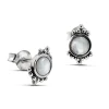 Studio Jewellery Stud Earrings | Earrings-Beaded Shell Silver Earring Studs