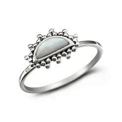 Studio Jewellery Gem Stone Rings | Rings-Beaded Shell Silver Ring