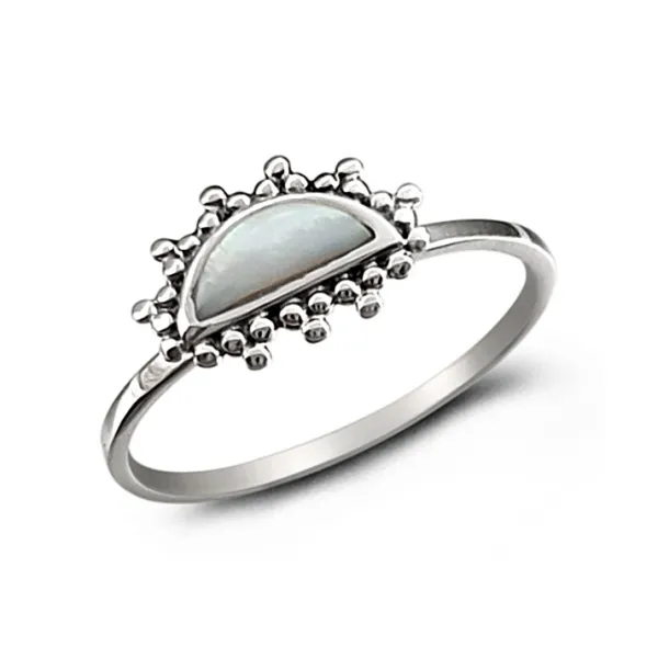 Studio Jewellery Gem Stone Rings | Rings-Beaded Shell Silver Ring