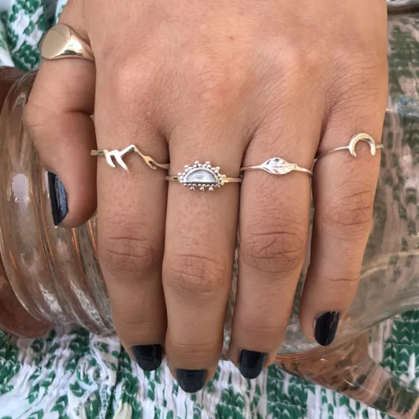Studio Jewellery Gem Stone Rings | Rings-Beaded Shell Silver Ring
