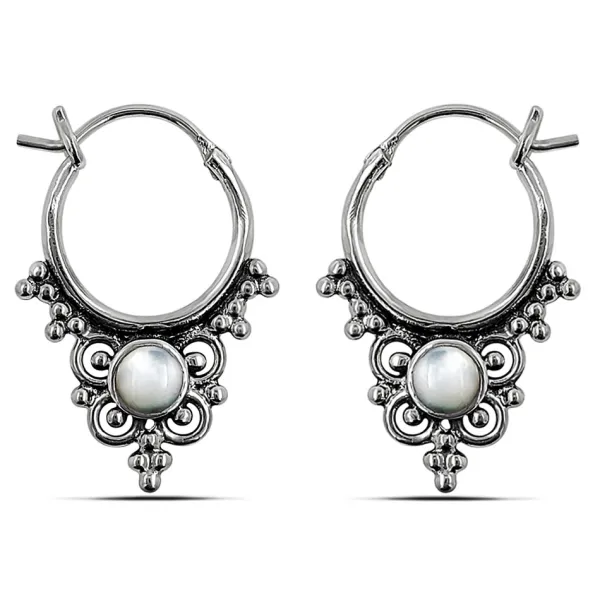Studio Jewellery Hoop Earrings | Earrings-Beads and Flower Silver Hoops