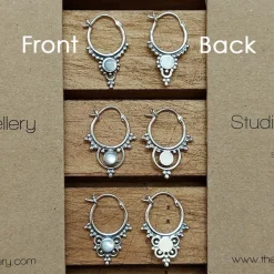 Studio Jewellery Hoop Earrings | Earrings-Beads and Flower Silver Hoops