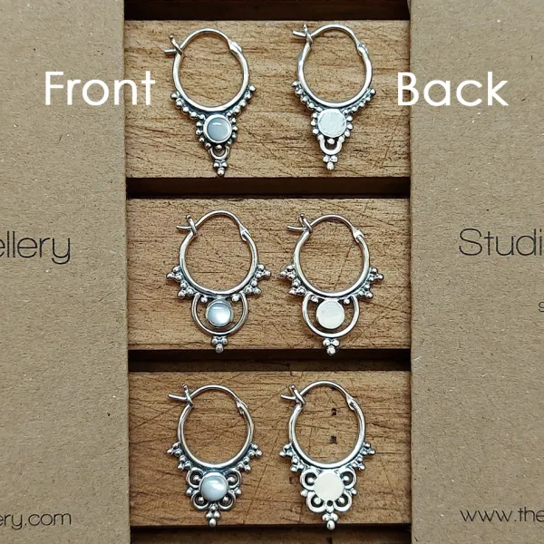 Studio Jewellery Hoop Earrings | Earrings-Beads and Flower Silver Hoops