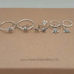 Studio Jewellery Hoop Earrings | Earrings-Bee Charm Silver Hoop Earrings