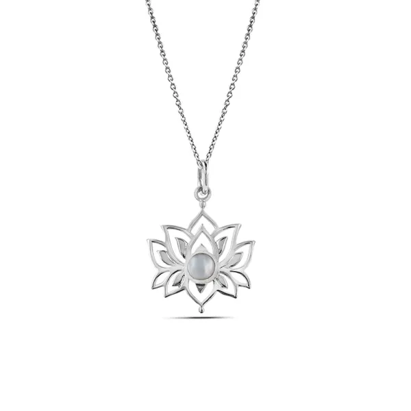 Studio Jewellery Necklaces-Big Lotus Silver Necklace