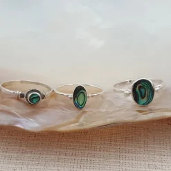 Studio Jewellery Gem Stone Rings | Rings-Big Oval 1 Bead Silver Abalone Ring