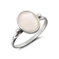 Studio Jewellery Gem Stone Rings | Rings-Big Oval 1 Bead Silver Ring