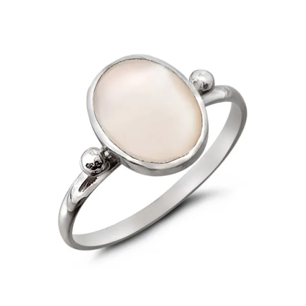 Studio Jewellery Gem Stone Rings | Rings-Big Oval 1 Bead Silver Ring