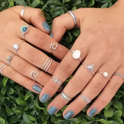 Studio Jewellery Gem Stone Rings | Rings-Big Oval 1 Bead Silver Ring