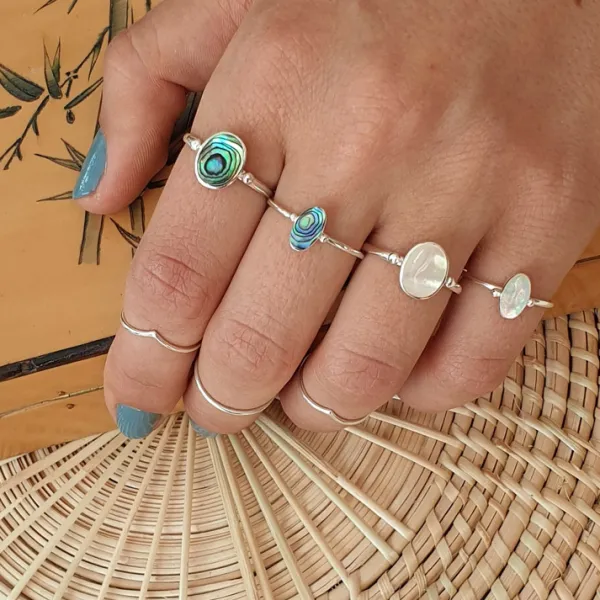 Studio Jewellery Gem Stone Rings | Rings-Big Oval 1 Bead Silver Ring