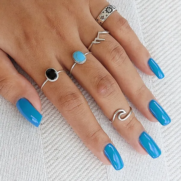 Studio Jewellery Feature & Stacker Rings | Rings-Black Oval Rope Silver Ring