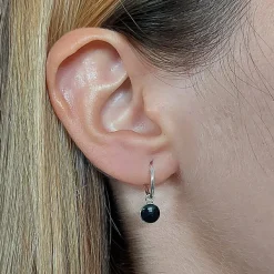 Studio Jewellery Hoop Earrings | Earrings-Black Silver Hoop Earrings