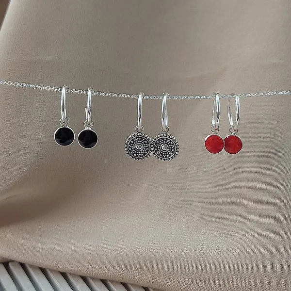Studio Jewellery Hoop Earrings | Earrings-Black Silver Hoop Earrings