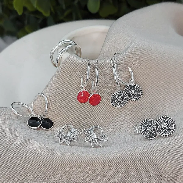 Studio Jewellery Hoop Earrings | Earrings-Black Silver Hoop Earrings
