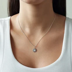 Studio Jewellery Necklaces-Blossom Mandala Shell Silver Necklace