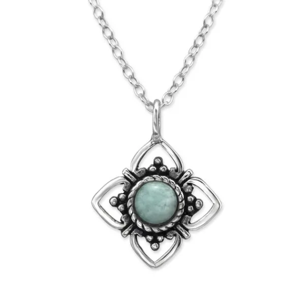 Studio Jewellery Necklaces-Blue Amazonite Gemstone Silver Necklace