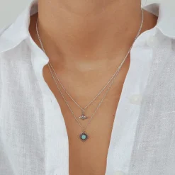 Studio Jewellery Necklaces-Blue Amazonite Gemstone Silver Necklace