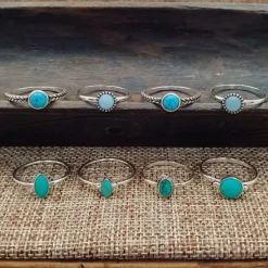 Studio Jewellery Gem Stone Rings | Rings-Blue Circle Amazonite Silver Gemstone Ring
