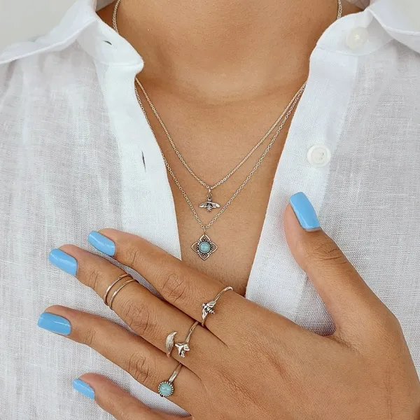 Studio Jewellery Gem Stone Rings | Rings-Blue Circle Amazonite Silver Gemstone Ring
