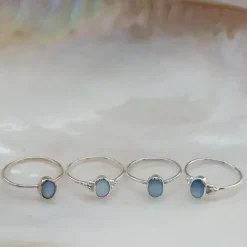 Studio Jewellery Gem Stone Rings | Rings-Blue Oval Shell Silver Ring