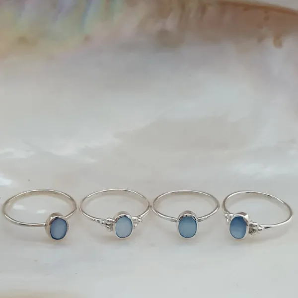 Studio Jewellery Gem Stone Rings | Rings-Blue Oval Shell Silver Ring