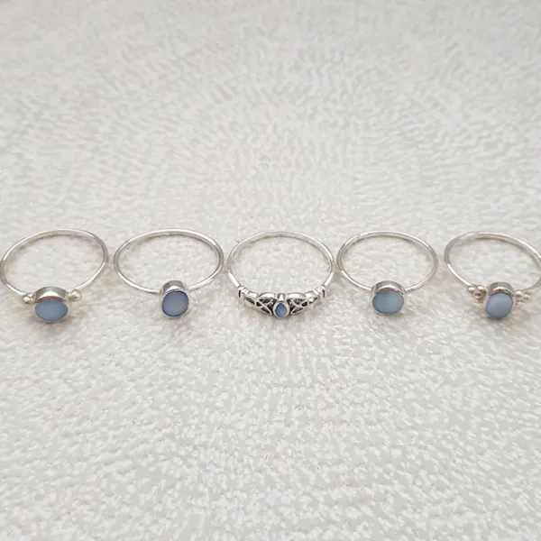 Studio Jewellery Gem Stone Rings | Rings-Blue Oval Shell Silver Ring