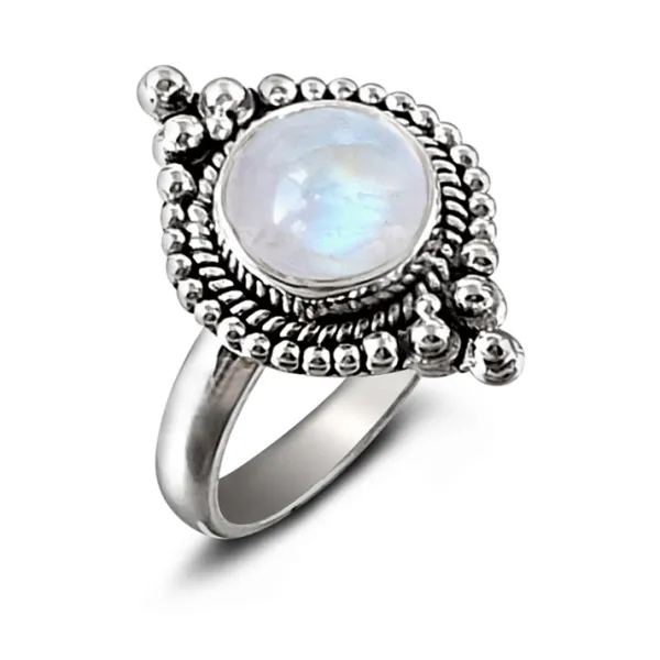 Studio Jewellery Gem Stone Rings | Rings-Boho Rainbow Moonstone Silver Ring