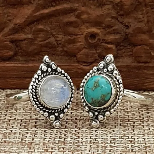 Studio Jewellery Gem Stone Rings | Rings-Boho Turquoise Silver Ring