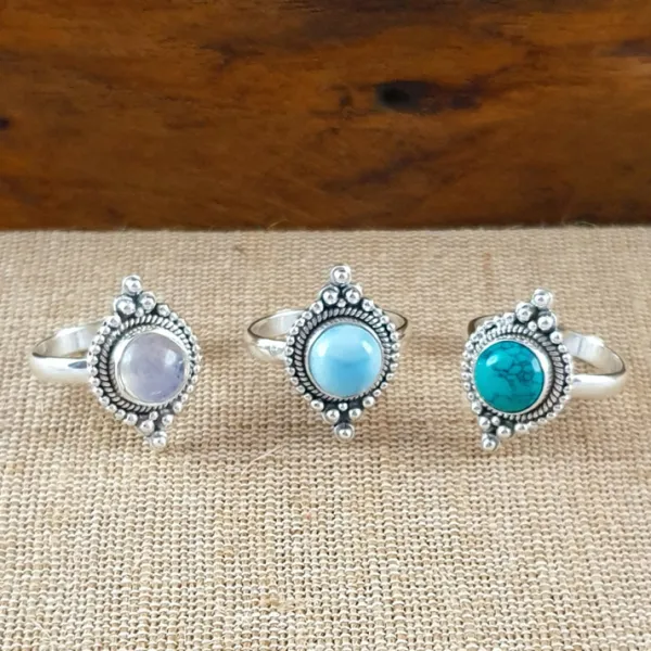 Studio Jewellery Gem Stone Rings | Rings-Boho Turquoise Silver Ring