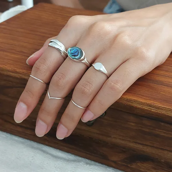 Studio Jewellery Feature & Stacker Rings | Rings-Bold Abalone Silver Ring