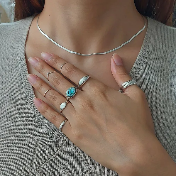Studio Jewellery Feature & Stacker Rings | Rings-Bold Abalone Silver Ring