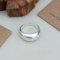 Studio Jewellery Rings-Bold Dome Silver Ring
